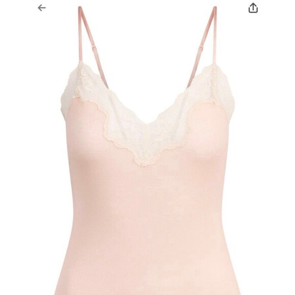 Skims Sheer cotton  lace tank 
Color villa - Picture 1 of 9